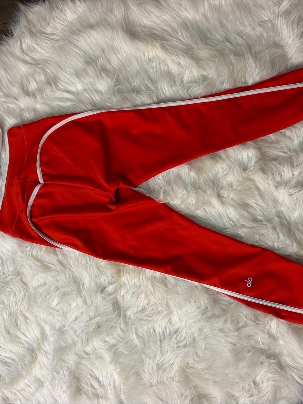 2 pc ALO Yoga Red Leggings with White Piping